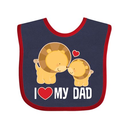 

Inktastic Fathers Day I Love My Dad Boys Lion Gift Baby Boy or Baby Girl Bib