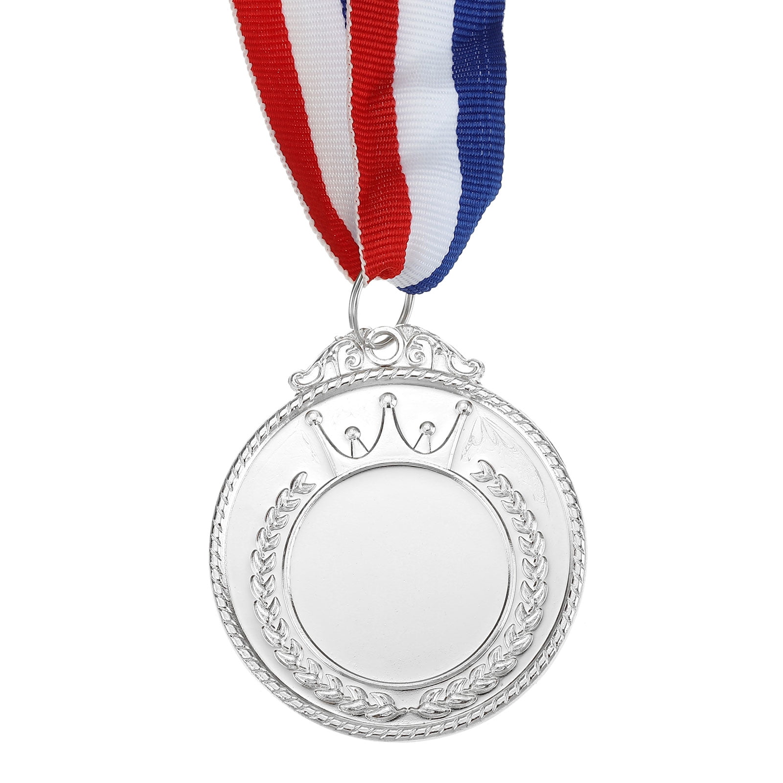 Uxcell Blank Award Medals, 10 Pack Silver Award Medals with Ribbon, Design Your Medals Kit