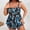 Blue, variant on BRGZLK Womens Plus Size One Piece Modest Swimsuit Vintage Push Up Flat Skirt Style Tummy Control Printed Bandeau Bathing Suit For Beach Vacation Cruise