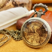 Tea Colored Glass Double Earth Pattern Pocket Watch, Unisex Casual Quartz Retro Pocket Watch, Christmas, Birthday, A Thoughtful Gift for Friends and Partners.