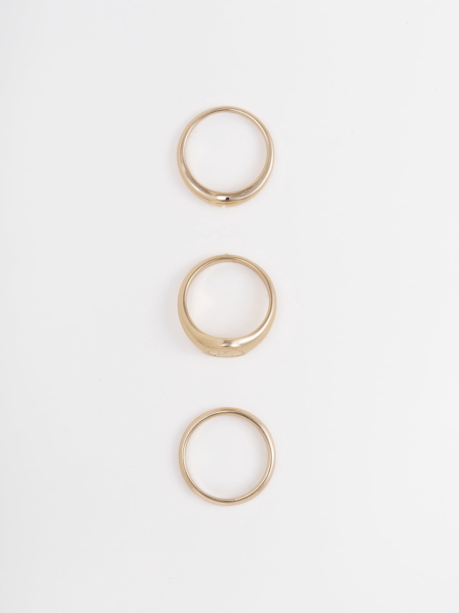 Time and Tru Women's Goldtone Ring Set, 3 Pairs, Initial S
