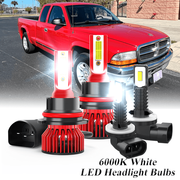 Fit for Dodge Dakota 2001 2002 2003 2004 LED Light Combo High-Low Beam   Foglight Bulbs , 9007/HB4*2 Headlight   881 Fog Light Kit Pack of 4