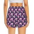 thumbnail image 2 of Lsque Skull Flower Printed Women's Running Shorts with Liner Pockets,Elastic Quick Dry Workout Athletic Gym Yoga Shorts,Womens High Waist Shorts-, 2 of 9