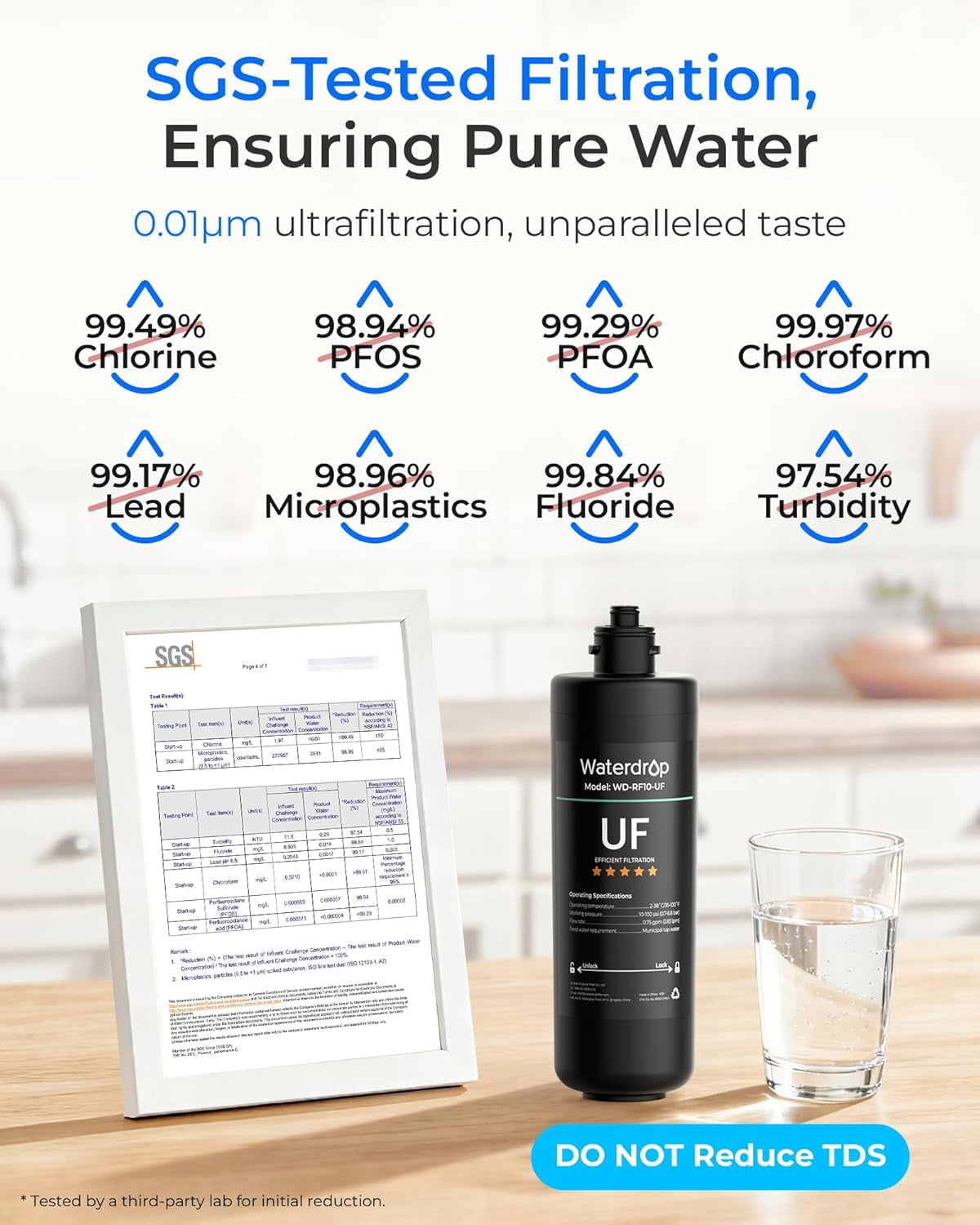 Waterdrop Under Sink Water Filter RF10-UF, Replacement Filter Cartridge For 10UA/10UA-UF/10UB/10UB-UF , 8K Gallons, 0.01 Micron