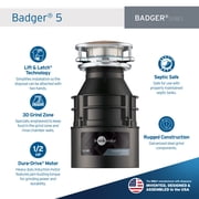InSinkErator Badger 5, 1/2 HP Continuous Feed Kitchen Garbage Disposal, Badger Series