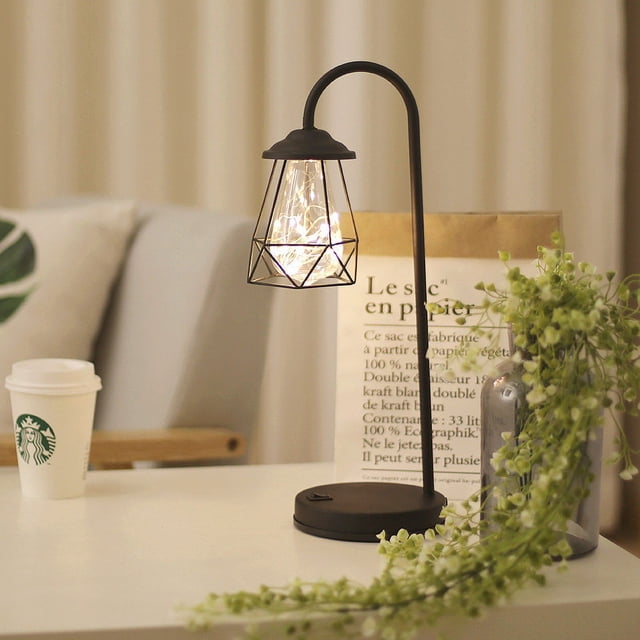 Lámpara de noche LED de hierro Estilo nórdico Lámpara de escritorio LED creativa Decoración de mesita de noche para dormitorio Lámpara de escritorio personalizada con carga de aprendizaje