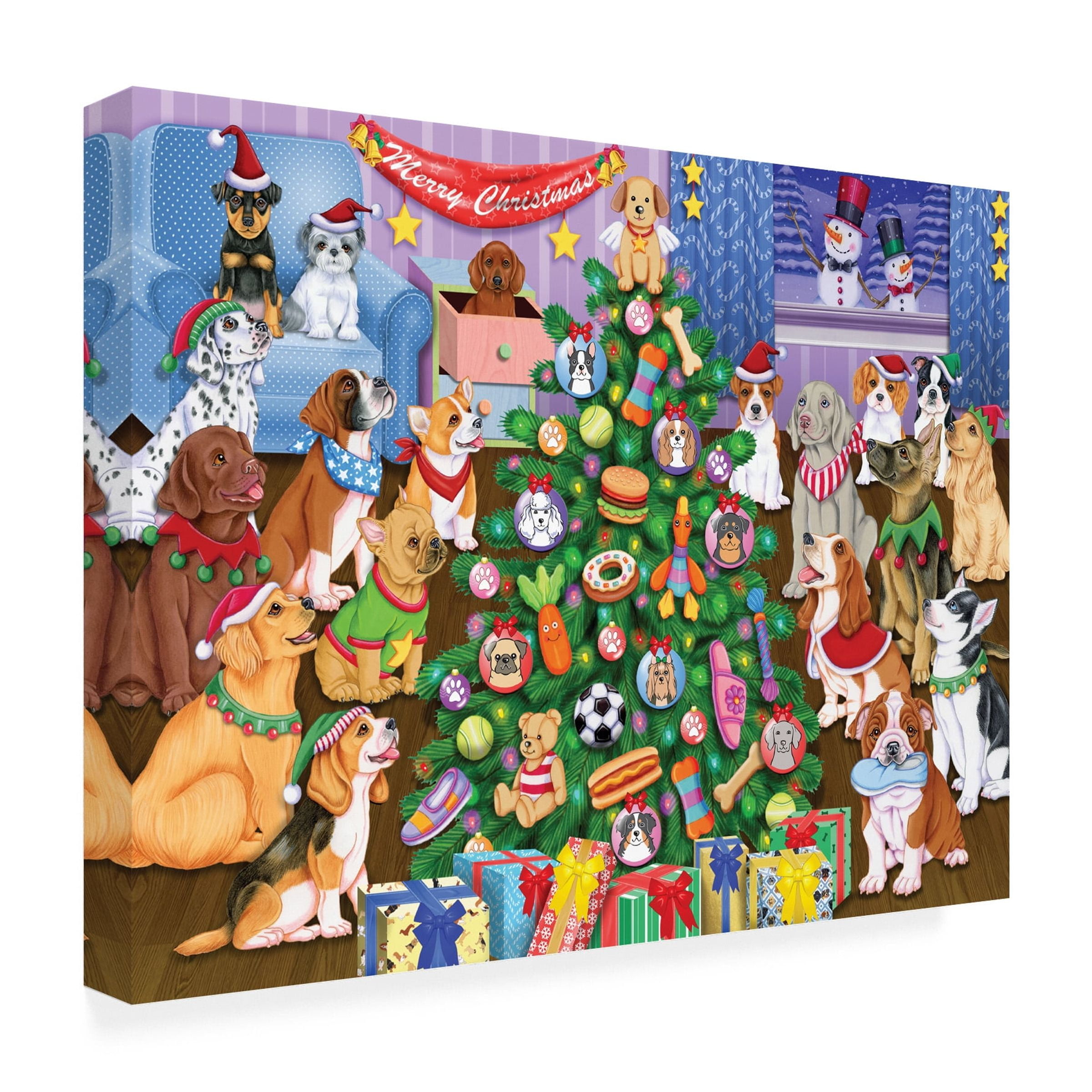 Tomoyo Pitcher 'Puppies Christmas Tree' Canvas Art