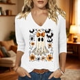 thumbnail image 5 of JTZGDY Halloween Tops for Women Dressy Casual Fall 3/4 Length Sleeve Thanksgiving Day Funny Ghost Pumpkin Printed V Neck Graphic Tunic Shirts Loose Oversized Comfy Pullover Blouse, 5 of 5