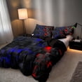 thumbnail image 5 of Orylavena Red Blue 3D Block Microfiber Duvet Cover Set, Black Back, Twin/Full/Queen/King, 5 of 7