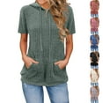thumbnail image 2 of Fengactive Short Sleeve Hoodies for Women Pullover Oversized Sweatshirts Trendy Casual Shirts Tunic Tops with Pocket, 2 of 6