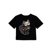 Girls Short Sleeve Cat Tee, Sizes 4-18