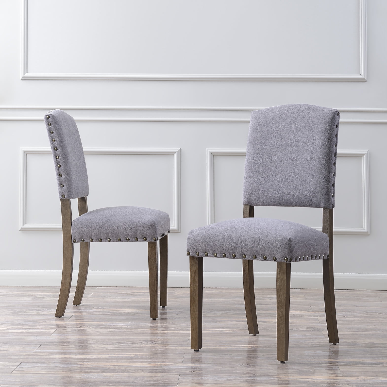 Ghp 2 Pcs 300 Lbs Capacity Gray Linen Upholstered Dining Chairs With Ghp 2 Pcs 300 Lbs Capacity Gray Linen Upholstered Dining Chairs With Wooden Legs Com