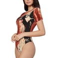 thumbnail image 2 of Lsque Silhouette Trumpet Red Art Women's Crew Neck Short Sleeve Bodysuit Basic T Shirts Tops Onesie Adult Cute Pajama-Small, 2 of 8