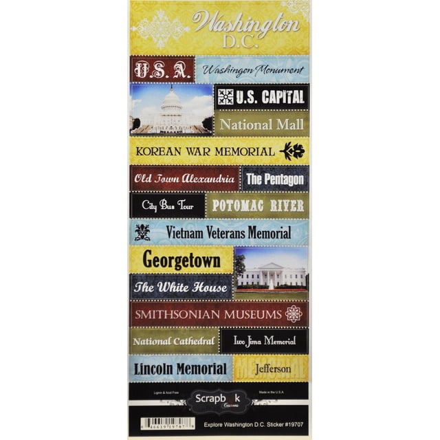 Scrapbook Customs - World Collection - USA - Cardstock Stickers - Explore - Washington DC