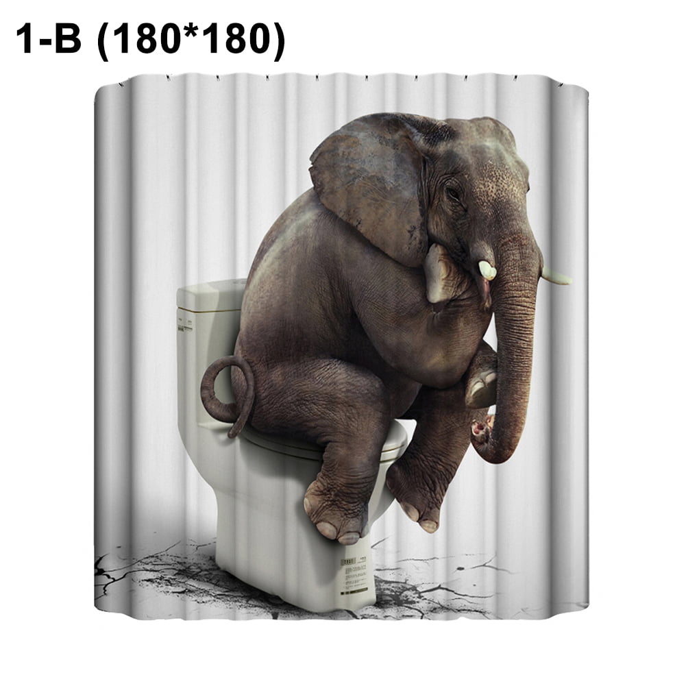 Africa Elephant Shower Curtain Anti-Slip Bath Mat Pedestal Rug Lid Toilet  з 