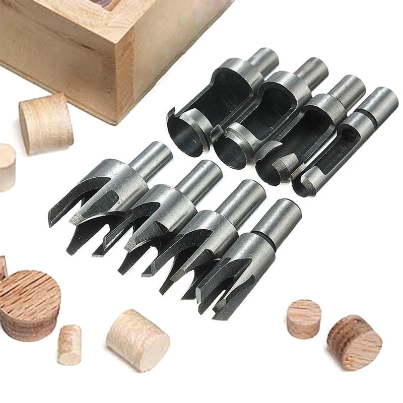 8 Piece HSS Taper Claw Type Wood Plug Cutter Drill Bits Set 1/4" 3/8" 1/2" 5/8"