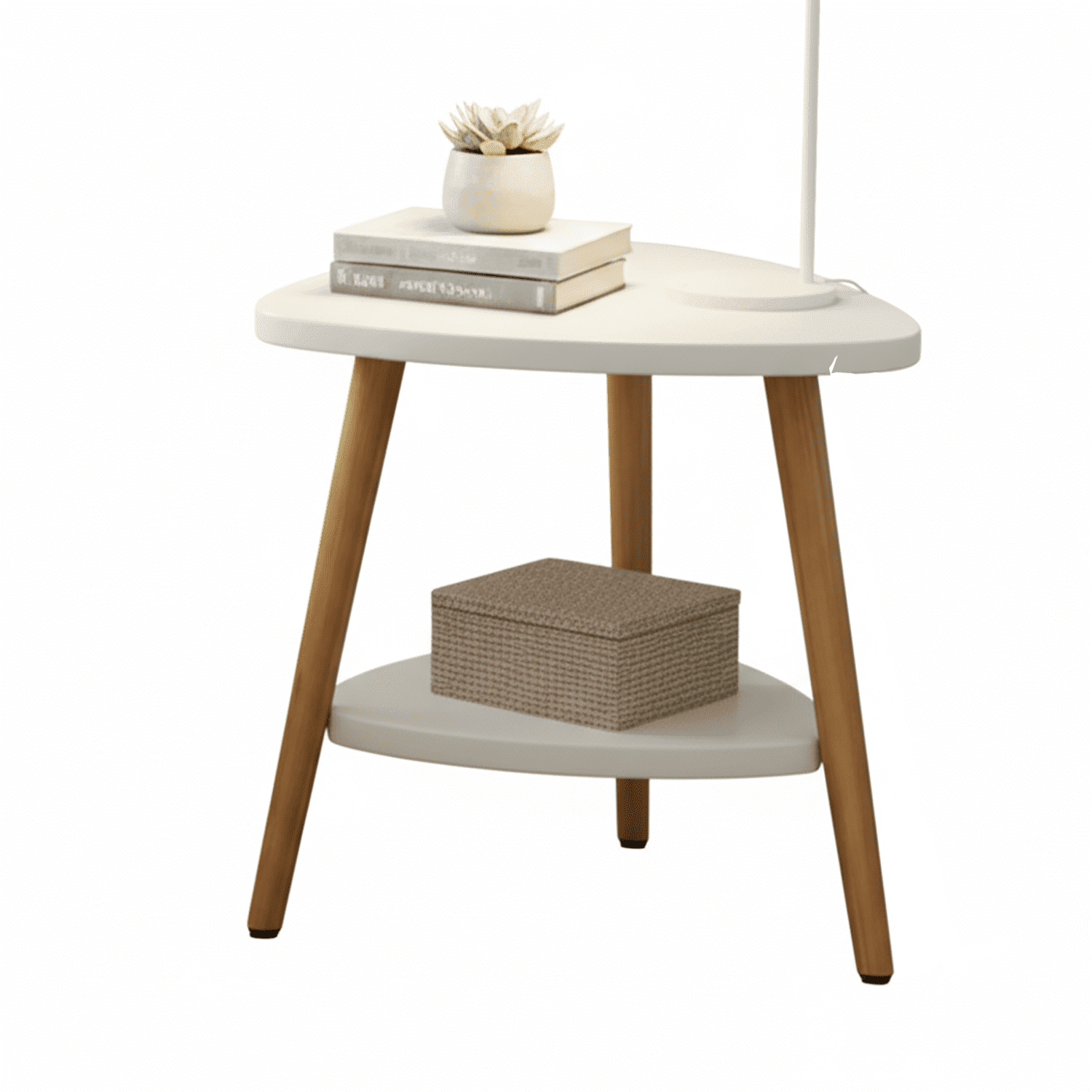 HDUTNGISN 2-Tier Coffee Table, Modern End Table & Bedside Table for Small Spaces, Indoor & Outdoor Side Table for Porch Backyard Livingroom Bedroom,White