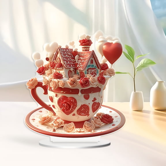 XIBUFE Valentines Table Decor,2D Valentine'S Day Cupcake Table Decorations for Romantic Dining and Holiday Party Centerpieces Valentines Day Table Decorations