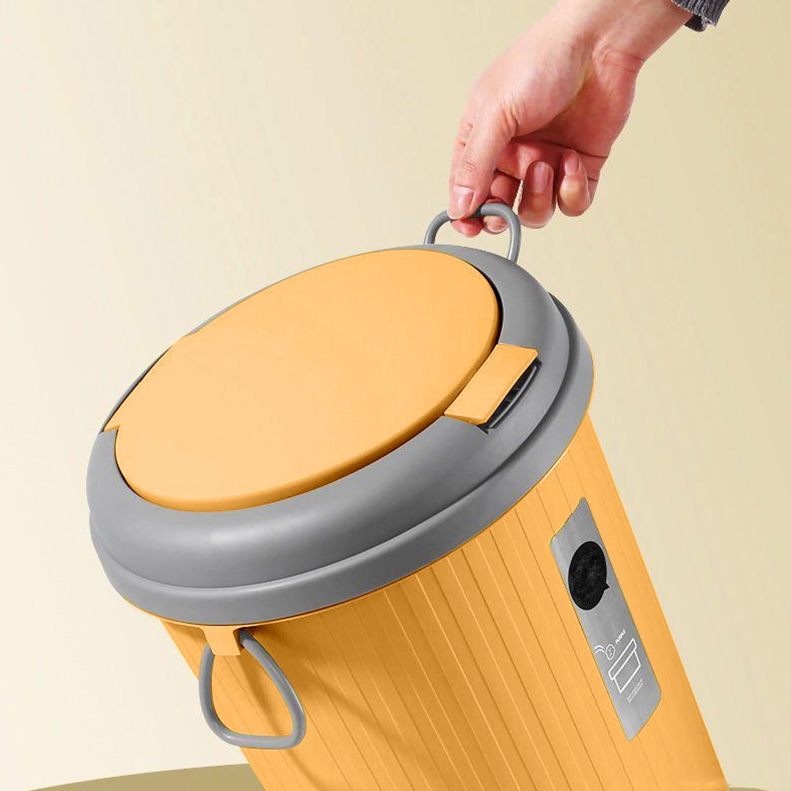 Bwiyojiz Kitchen Accessories Bathroom Trash Can Large Capacity 6L Living Room Round Thickened, Gifts for Sister, Yellow