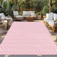 thumbnail image 2 of Pink Geometric Outdoor Rug for Patio/Deck/Porch, Non-Slip Large Area Rug 6 x 9 Ft, Modern Minimalism Solid Color Striped Indoor Outdoor Rugs Washable Area Rugs, Reversible Camping Rug Carpet Runner, 2 of 8