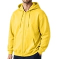 thumbnail image 2 of Mens Zip Up Hoodie Long Sleeve Fleece Casual Hooded Sweatshirts Athletic Full Zip Jacket with Pockets Yellow XL, 2 of 7