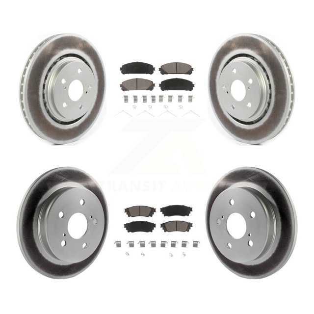 Transit Auto Front Rear Coated Disc Brake Rotors and Ceramic Pads Kit for Car Toyota Camry Avalon TRD KGC-101032