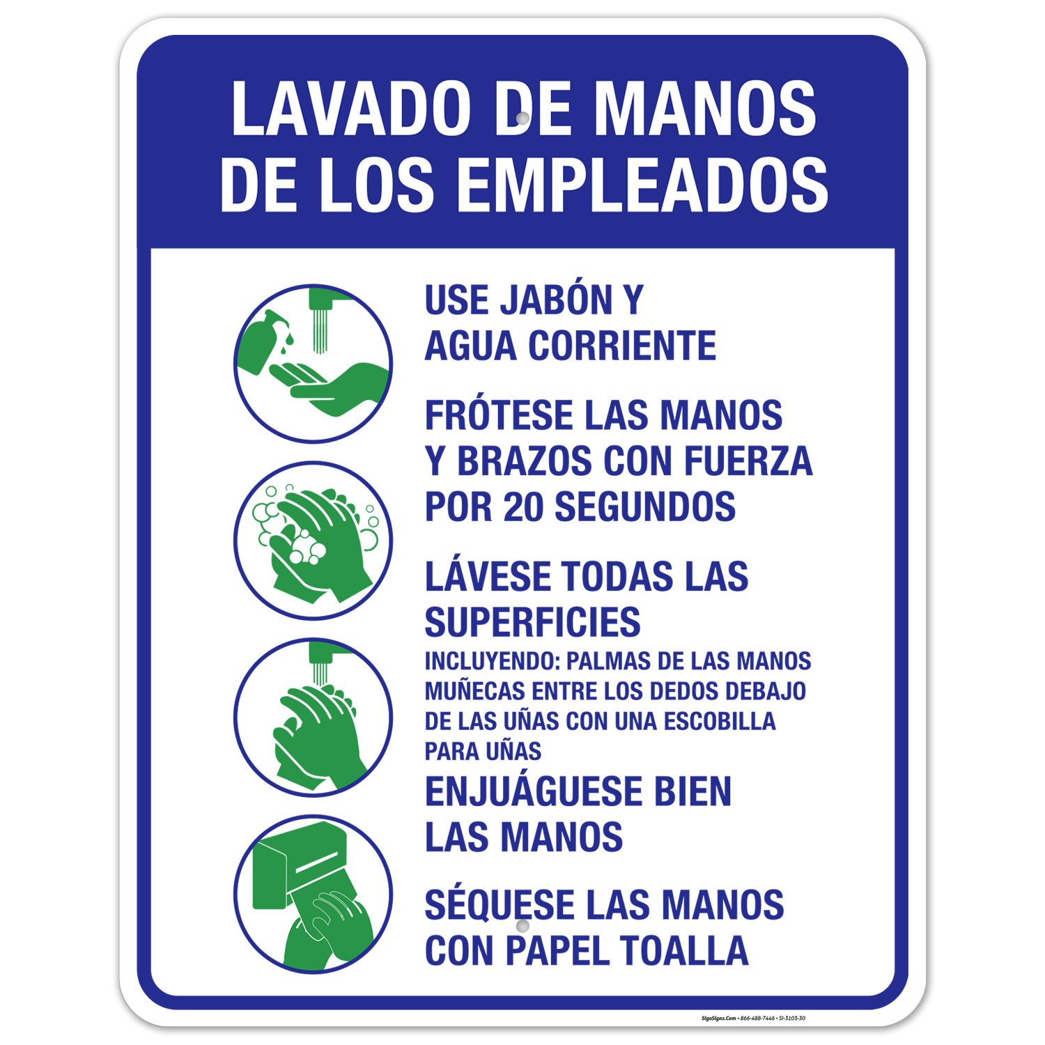 Hand Washing Sign Spanish, Hand Washing Instruction Sign,