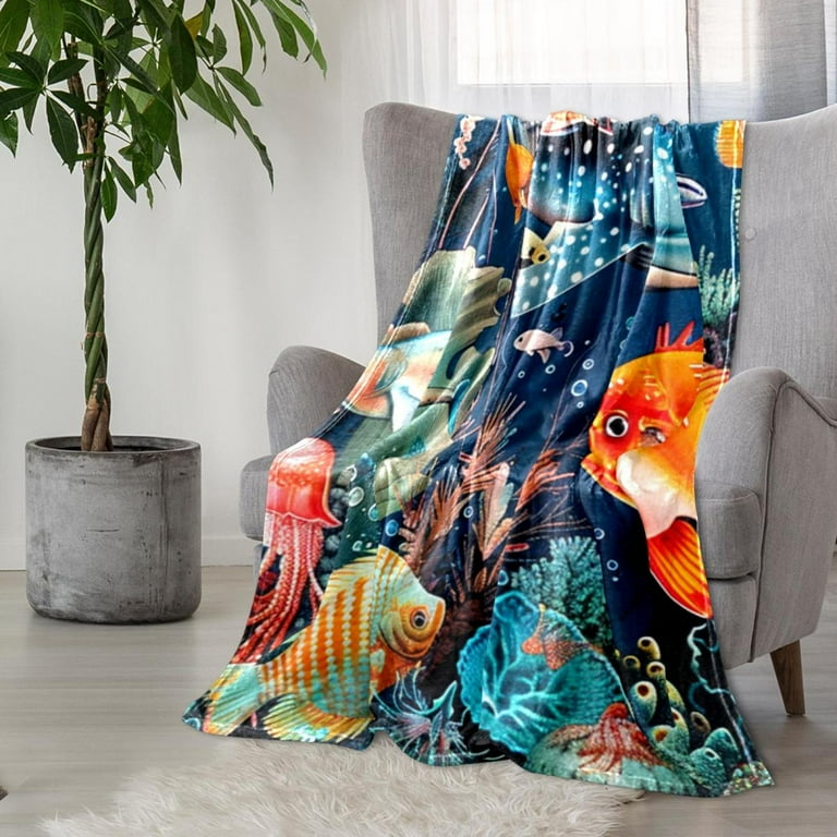 Blankets Throws Bedding Fleece Blanket Throw Soft Blanket Marine Life Tropical Fish Coral Throw Blanket for Bed Walmart