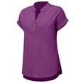 thumbnail image 6 of Yigetop Womens Blouses Casual, Women' Fashionable Casual V Neck Button Short Sleeved Slit Top T Shirt Shirts for Women Dressy Casual Wine 5XL, 6 of 8