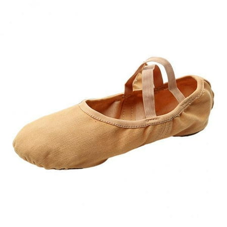 

yuksok 2xCanvas Ballet Slipper Split Fitness Gymnastics Flats Tan_37