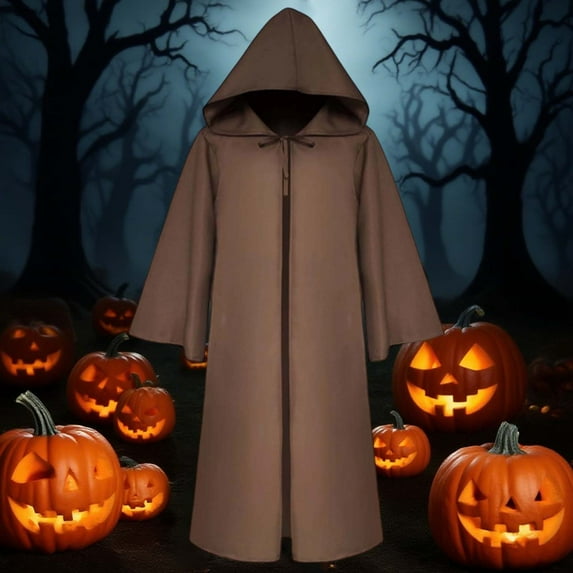 oqasdz Halloween Girls Coats Children Kids Boys Solid Color Hooded Cape Party Dance Performance Cloak Fashion Top Coat Outwear Size 12 Y-13 Y