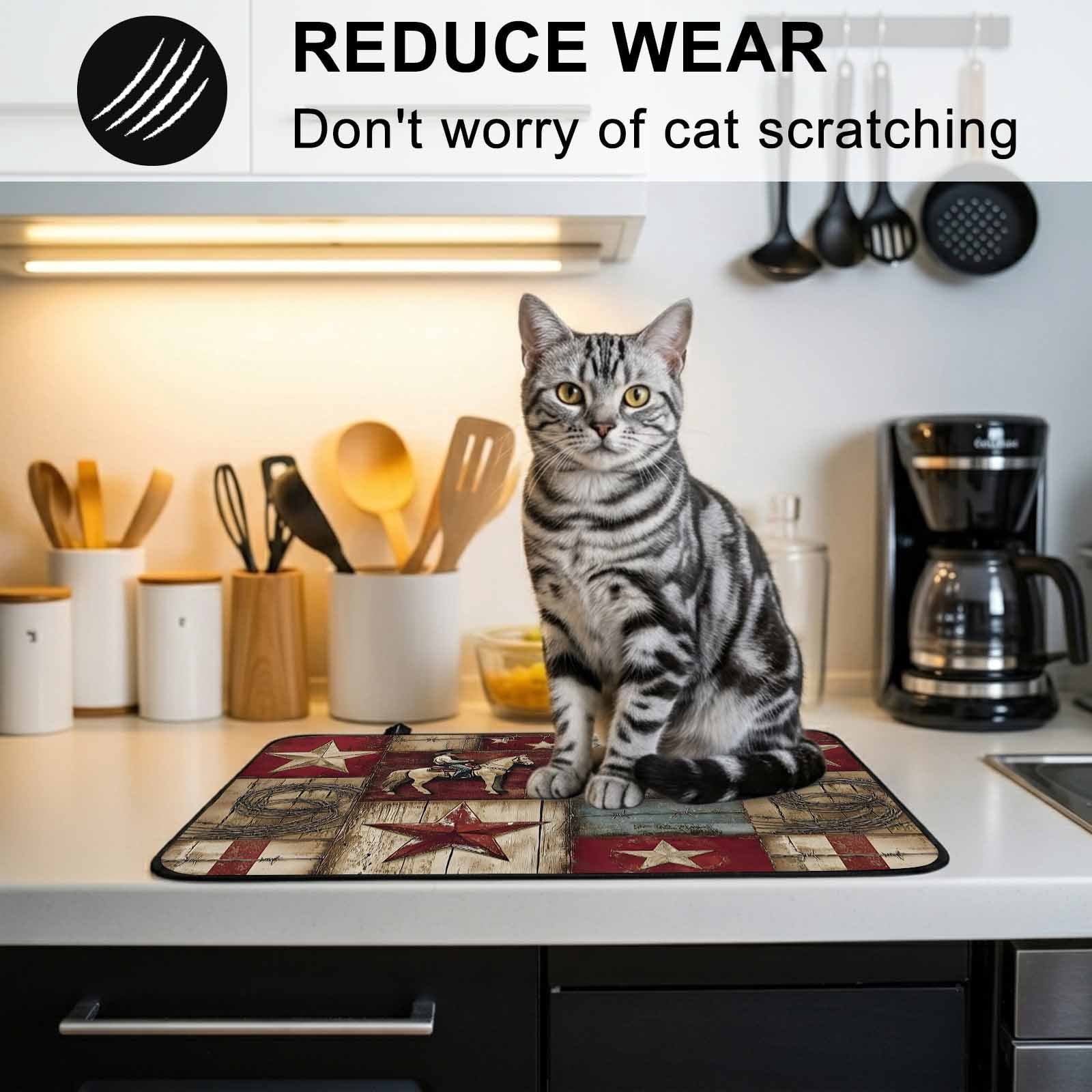 Texas Star Vintage Stove Top Cover for Electric Stove, Heat-proof & Non Slip Glass Top Stove Cover Protector, Country Star Western Cowboy Kitchen Flat Cooktop Rubber Mat 24x21 Inches