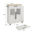 thumbnail image 6 of Rolling Wooden Kitchen Island with Drawer, Home Kitchen Cart with Storage Cabinet on Wheels, Thicker Wooden Top Portable Trolley Island with 3 Spice Rack for Kitchen, Dining Room, 6 of 8
