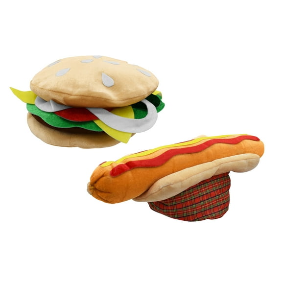 Nicky Bigs Novelties Adult Giant Hotdog Cheeseburger Hamburger Hat Set Food Vendor Costume Accessory