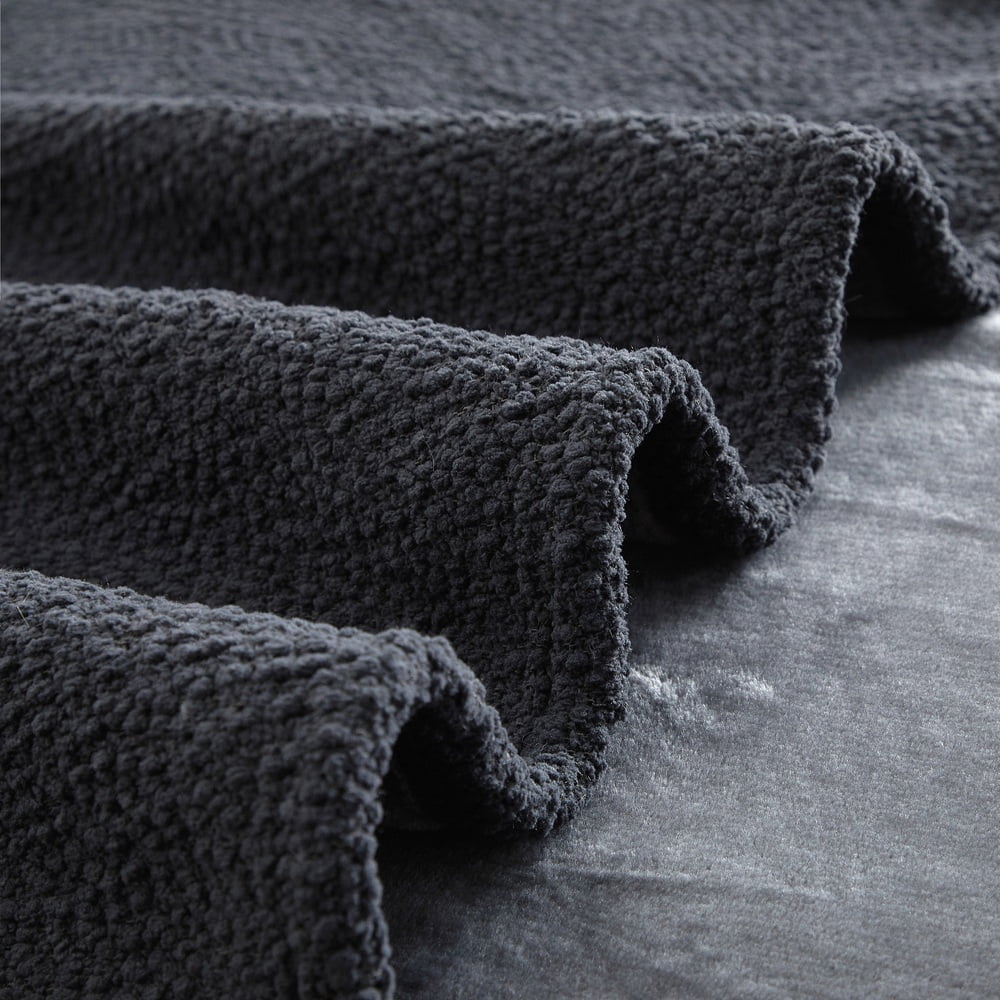 Mainstays Reversible Cozy Boucle Chenille Plush Throw, Greystone 50" x 70"