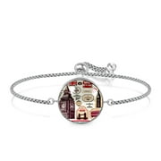OWNTA England London Symbols Pattern Stainless Steel Adjustable Bracelet with Unique Patterns - Stylish Jewelry Piece
