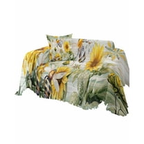 Floral Bee Sofa Couch Covers for Dogs,Washable Sectional Couch Slipcovers for Loveseat with Tassel,Vintage Yellow Sunflower Farmhouse Wood Non Slip Sofa Throw Cover Blanket Large 71''x102''