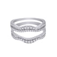 thumbnail image 1 of Round Cut White Cubic Zirconia Chevron Enhancer Guard Ring 14K White Gold Ring Size - 7, 1 of 3