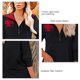 thumbnail image 5 of Elegante blusa de manga larga con solapa para uso diario: jersey rojo con cremallera y estampado de patchwork para mujer con media cremallera, 5 of 6
