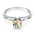 thumbnail image 2 of Gem Stone King 1.18 Ct Round Peach Morganite 925 Sterling Silver Ring (Size 8), 2 of 4