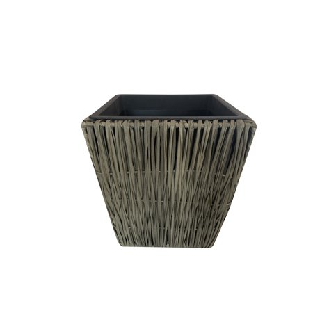 Infinity 14.5  Square Gray Plastic Wicker Planter