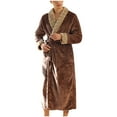 thumbnail image 4 of VANLOFE Unisex Warm Pajamas Household Clothes Solid Bathrobe Lengthened Night-robe Man's Nightgown Casual Robes Coffee Robes Sleepwear for Woman M, 4 of 8