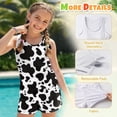 thumbnail image 6 of Xoenoiee Black Cow Print Girls Tankini Swimsuit 2 Piece Bathing Suits Swimwear for Girls Round Neck Swim Tank Top with Bottoms, Size 12-13 Years, 6 of 7