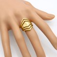 thumbnail image 2 of Stainless Steel Chevron Style Chunky Wrap Statement Promise Anniversary Birthday Festival Party Ring, 2 of 7