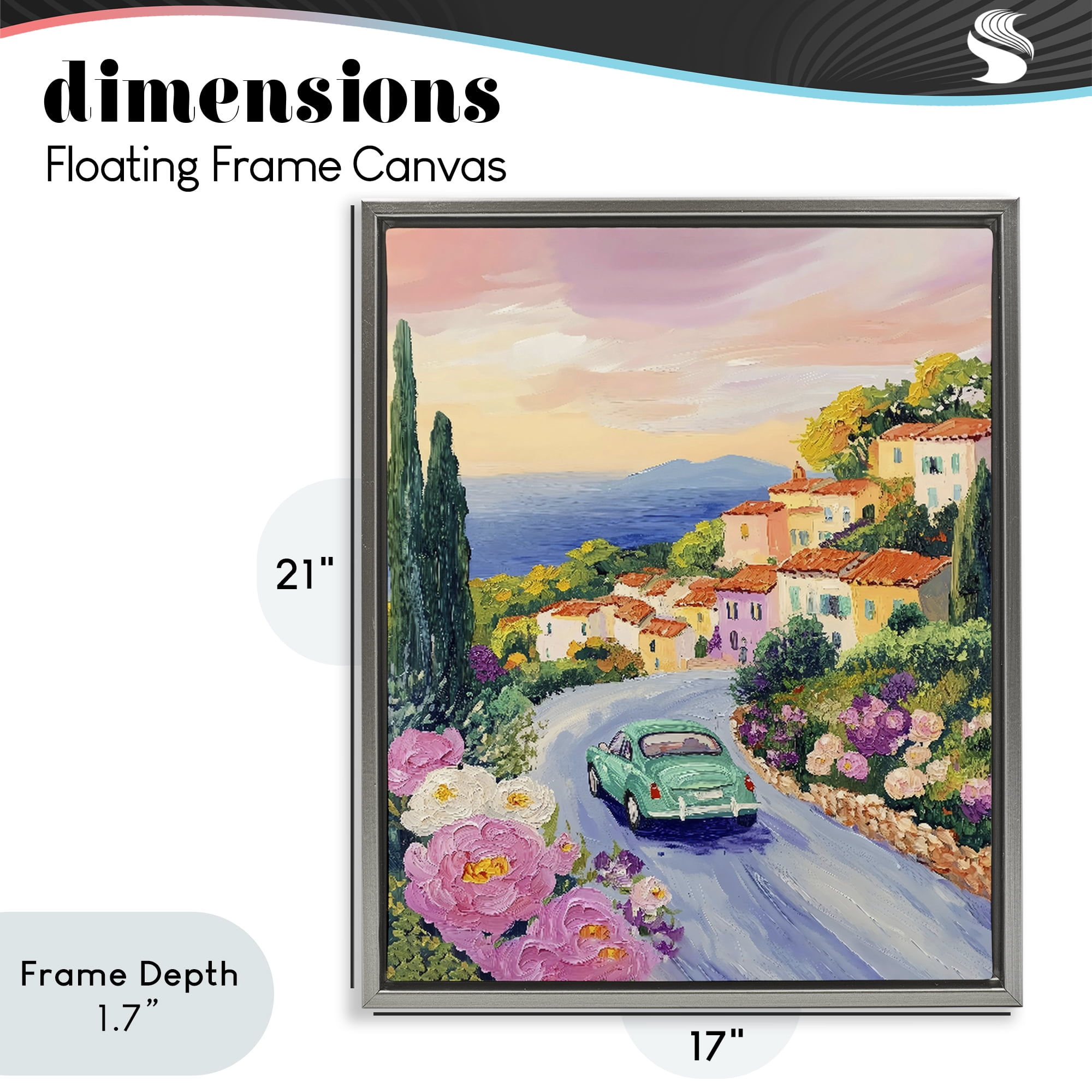 Stupell Industries Driving Along The Coast Gray Framed Floater Canvas Wall Art, design by The Prints Vibe
