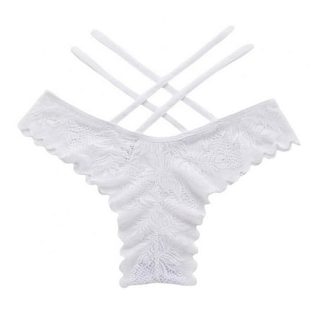 

Women Briefs Double Cross Strap Panties Lace Thong Underwear Lady G-String Underpanties Breathable Low Waist Thongs