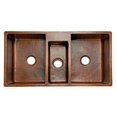 thumbnail image 3 of Premier Copper ProductsKTDB422210 42" Hammered Copper Kitchen Triple Basin Sink, 3 of 3