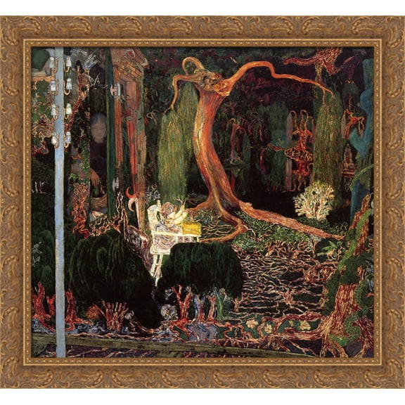 The new generation 30x28 Large Gold Ornate Wood Framed Canvas Art by Jan Toorop