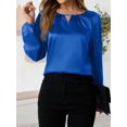 thumbnail image 4 of Women'S Satin Casual Long Sleeve Shirt, Elegant Business Work Top, Formal Autumn Outfit for the Office Blue M, 4 of 10