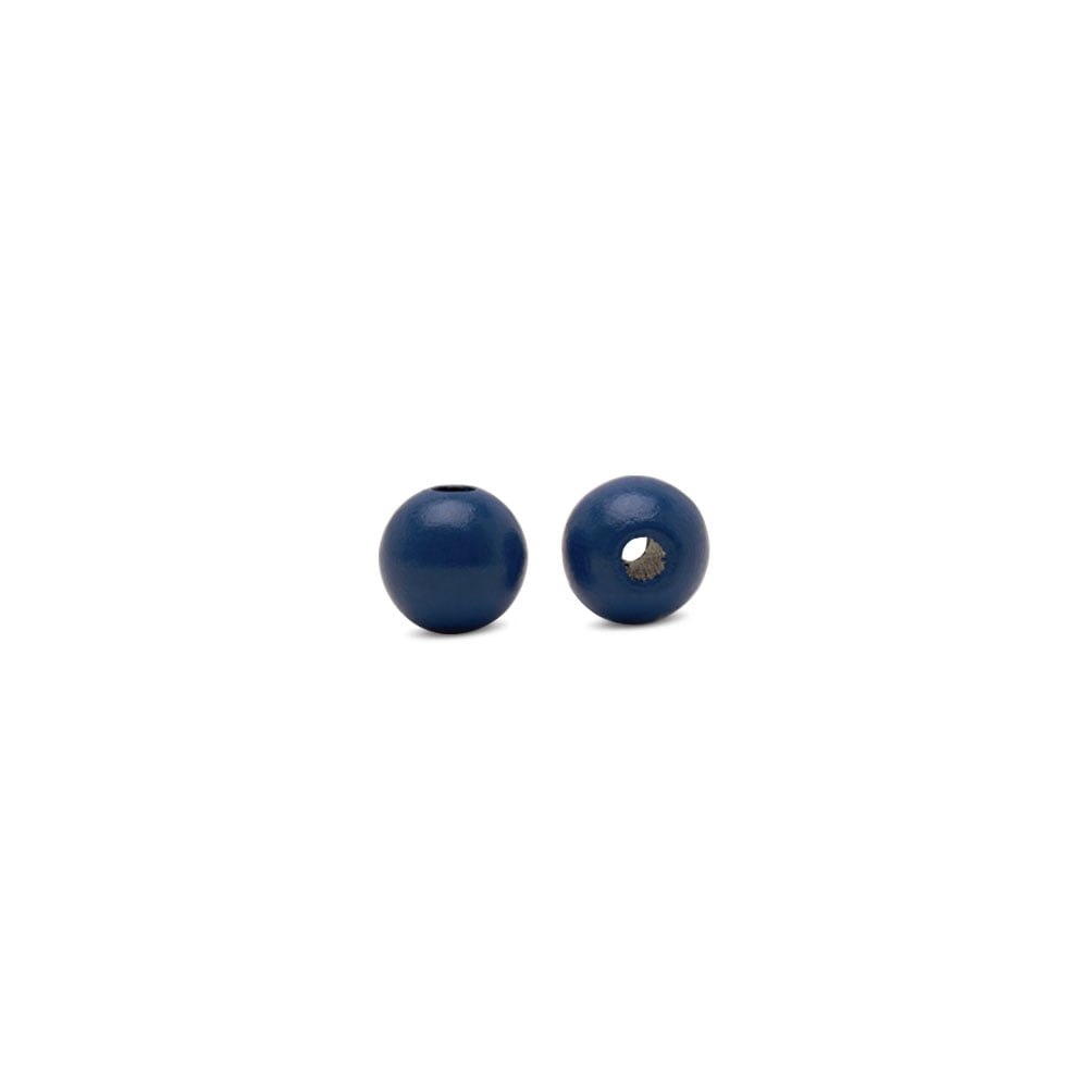Blue Wooden Beads Round, 1/2 Inch, 3mm Hole, Pack of 100 Small Colored Beads for Crafts, Jewelry, Garlands, Spacers, and Macrame, by Woodpeckers